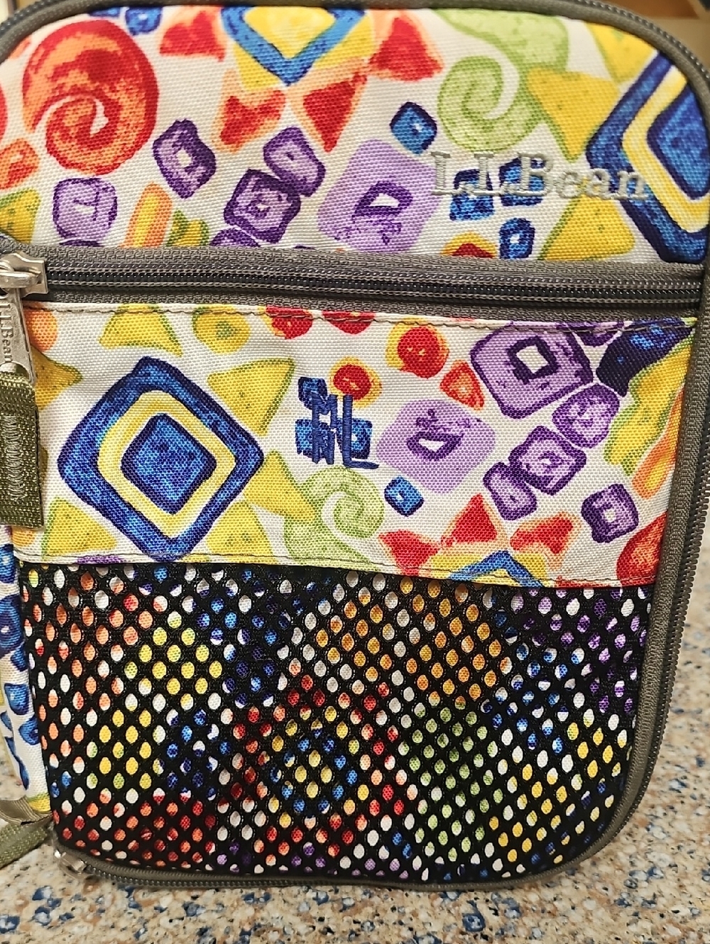 LL Bean Kids Colorful Geometric Backpack & Matching Lunchbag in Multicolor Print
